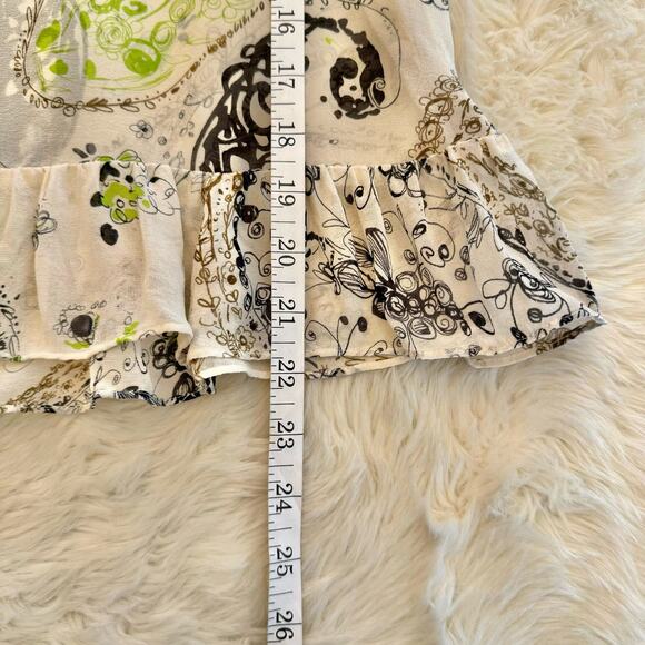 Edme & Esyllte Paisley Print Sheer Silk Peplum Blouse 6 - Picture 6 of 9